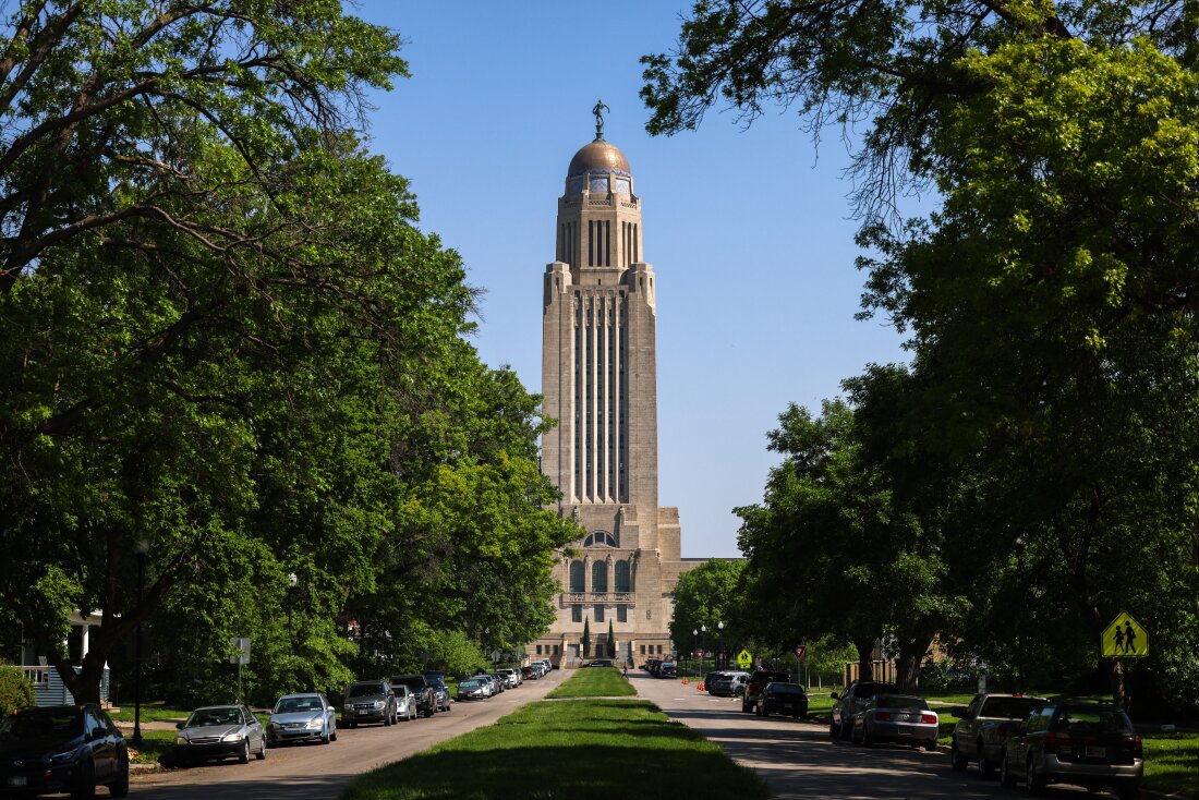 The Nebraska State Capitol is seen in Lincoln, Nebraska, on May 14, 2024.