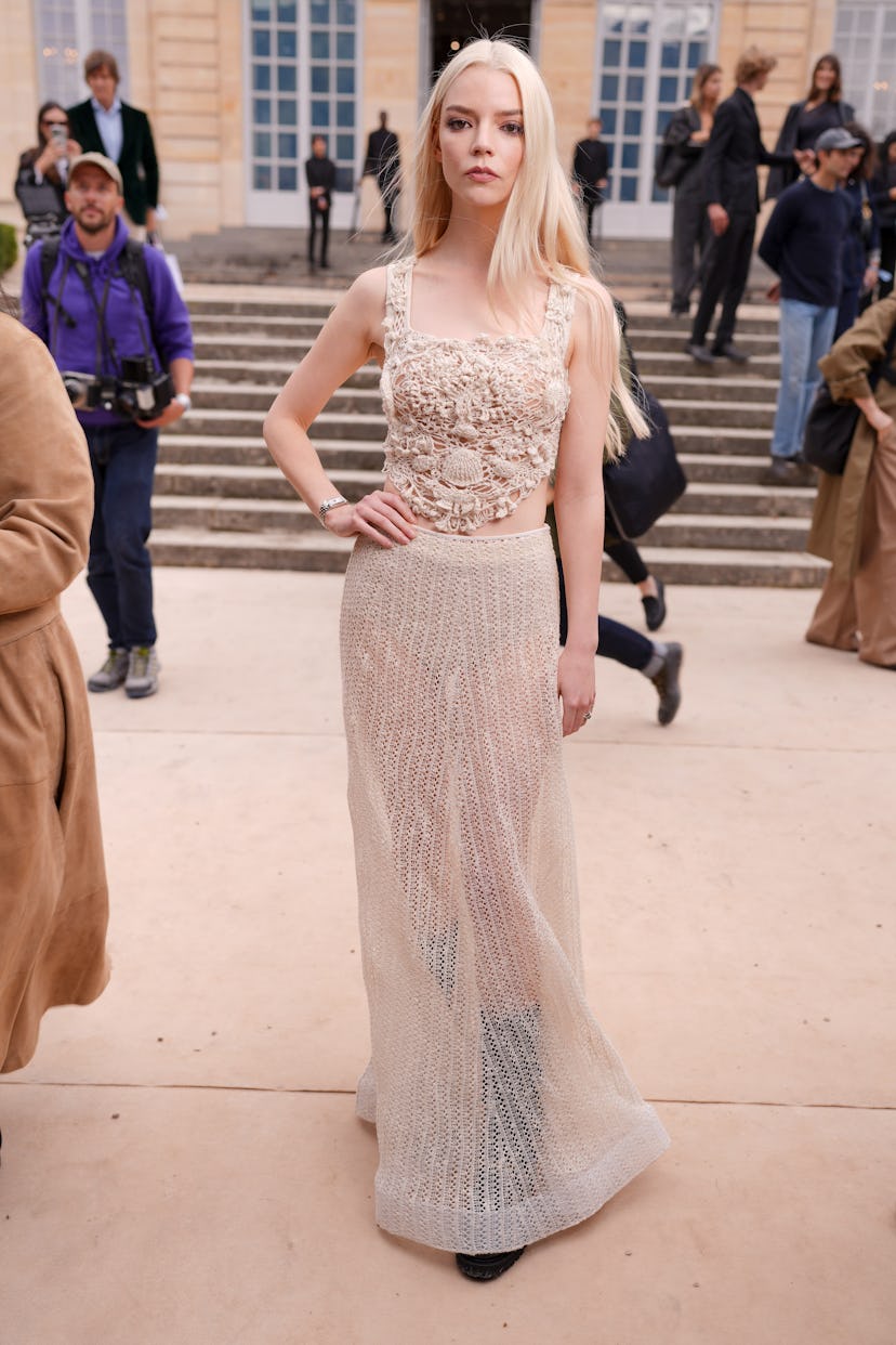 Anya Taylor-Joy at Christian Dior RTW Spring 2025 as part of Paris Ready to Wear Fashion Week held a...