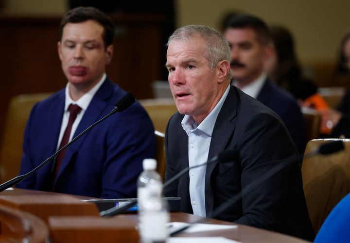 Former NFL quarterback Brett Favre testifies before the House Ways and Means Committee on September 24, 2024. Before revealing his Parkinson's disease diagnosis at the hearing, he talked about the NFL's "taboo" around concussions in a new interview.