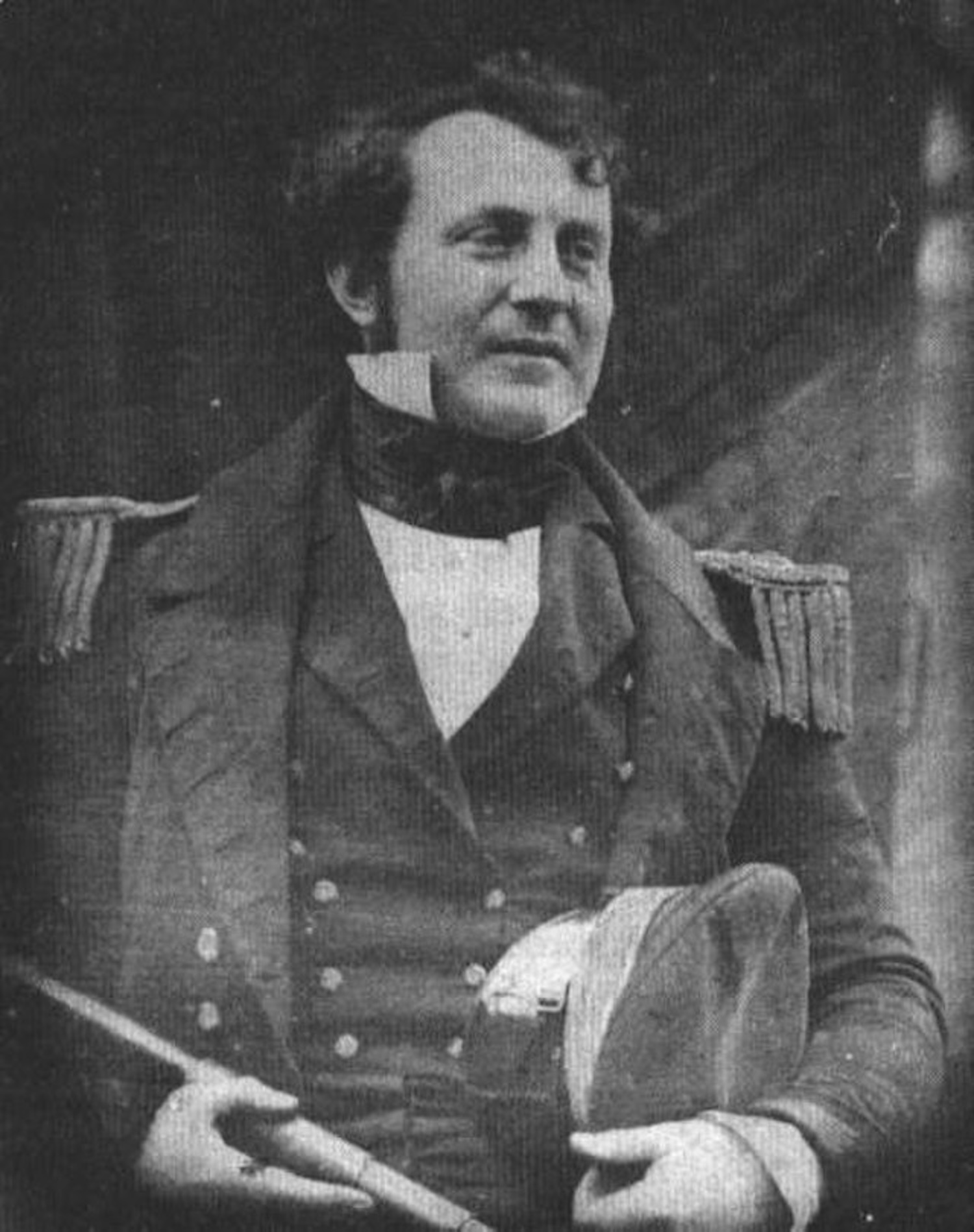 A daguerreotype of Lieutenant James Fitzjames (later Captain) of the Royal Navy, taken by Richard Beard at his temporary dockside studio in Greenhithe, England, shortly before the Northwest Passage expedition's departure on 19 May 1845. Credit: Wikimedia Commons