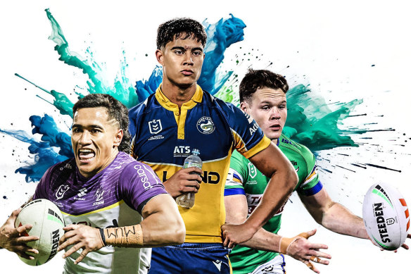 Last man standing: Only Ethan Strange (right) has been nominated for NRL rookie of the year ahead of Sua Fa’alogo and Blaize Talagi.