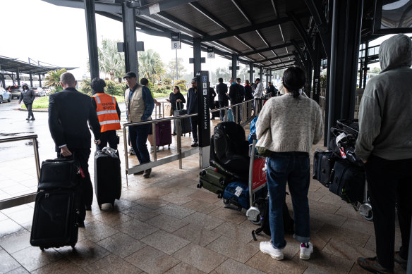 The queue for Ubers at Sydney airport’s international terminal.