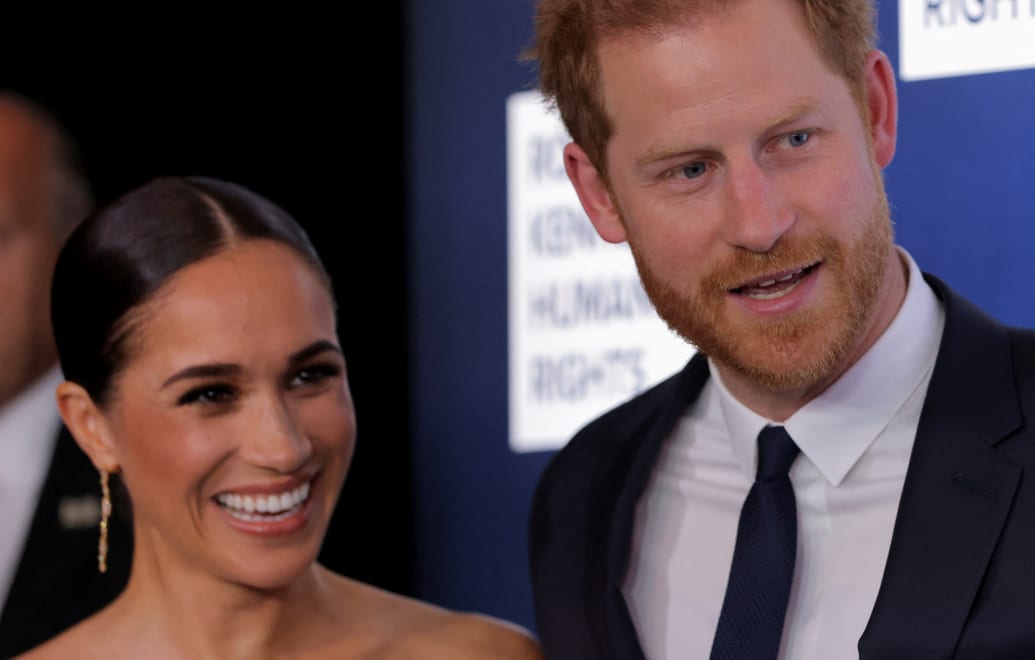 Meghan Markle, left, and Prince Harry at the 2022 Robert F. Kennedy Human Rights Ripple of Hope Award Gala in New York City, U.S., December 6, 2022.