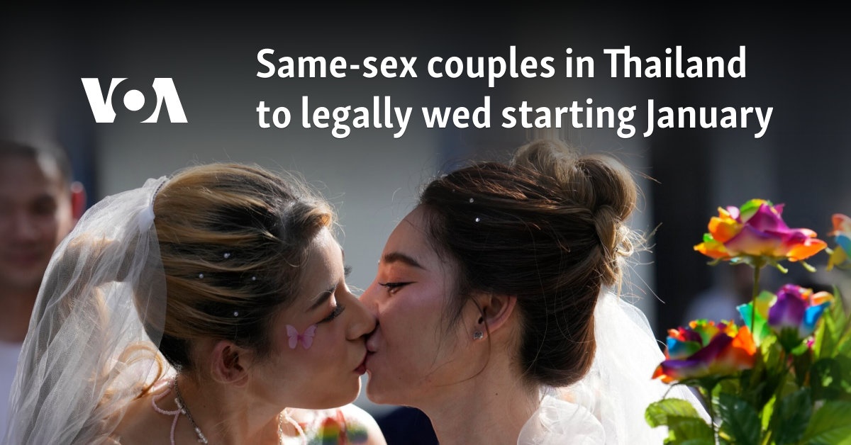 Same-sex couples in Thailand to legally wed starting January