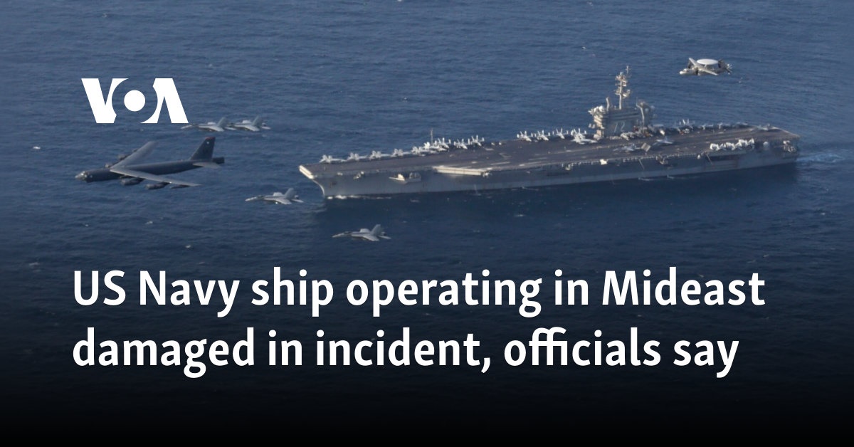 US Navy ship operating in Mideast damaged in incident, officials say