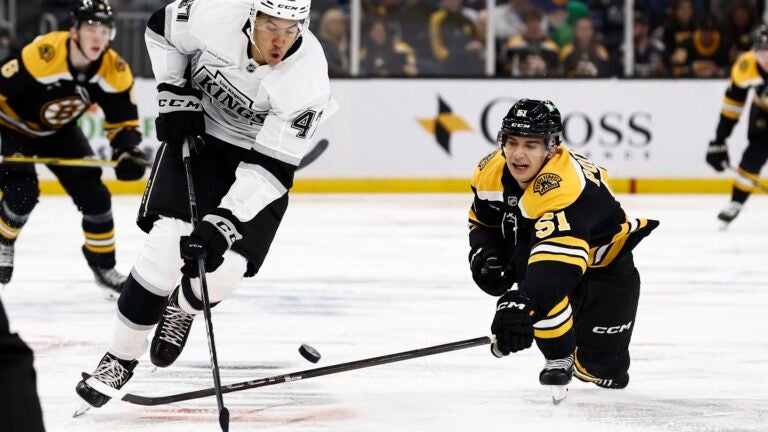 3 takeaways as Matthew Poitras impresses as Bruins grind to OT win over Kings