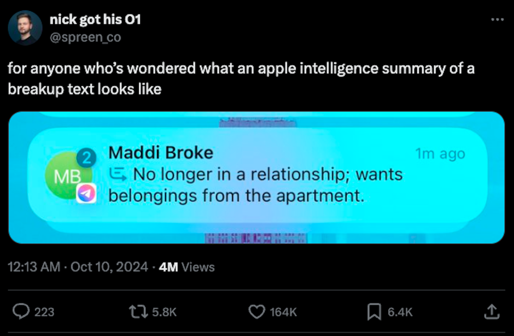 Apple Intelligence AI Summarizes Breakup Texts, Goes Viral | Entrepreneur