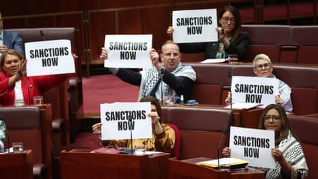 Lidia Thorpe and the Greens protest Albanese government’s Gaza response in Senate – video