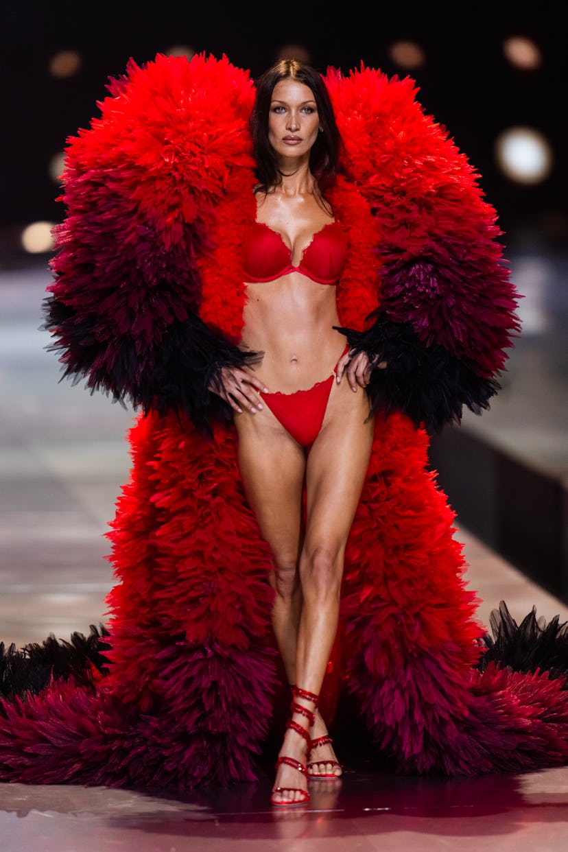 Bella Hadid walks the runway during the Victoria's Secret Fashion Show 2024 at Duggal Greenhouse on ...