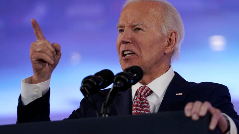 President Joe Biden speaks at a political event in Philadelphia, Tuesday, Oct. 15, 2024.