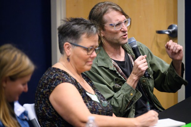 Writer Samuel Love answers questions during a panel at the Calumet Heritage Conference on Saturday, Oct. 5, 2024. (Kyle Telechan/for the Post-Tribune)