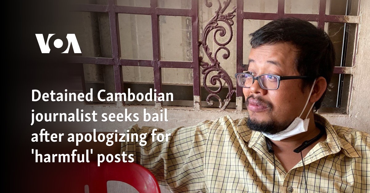 Cambodian journalist freed on bail after apologizing for 'harmful' posts