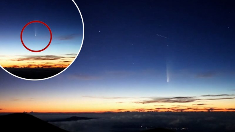 Comet caught in timelapse