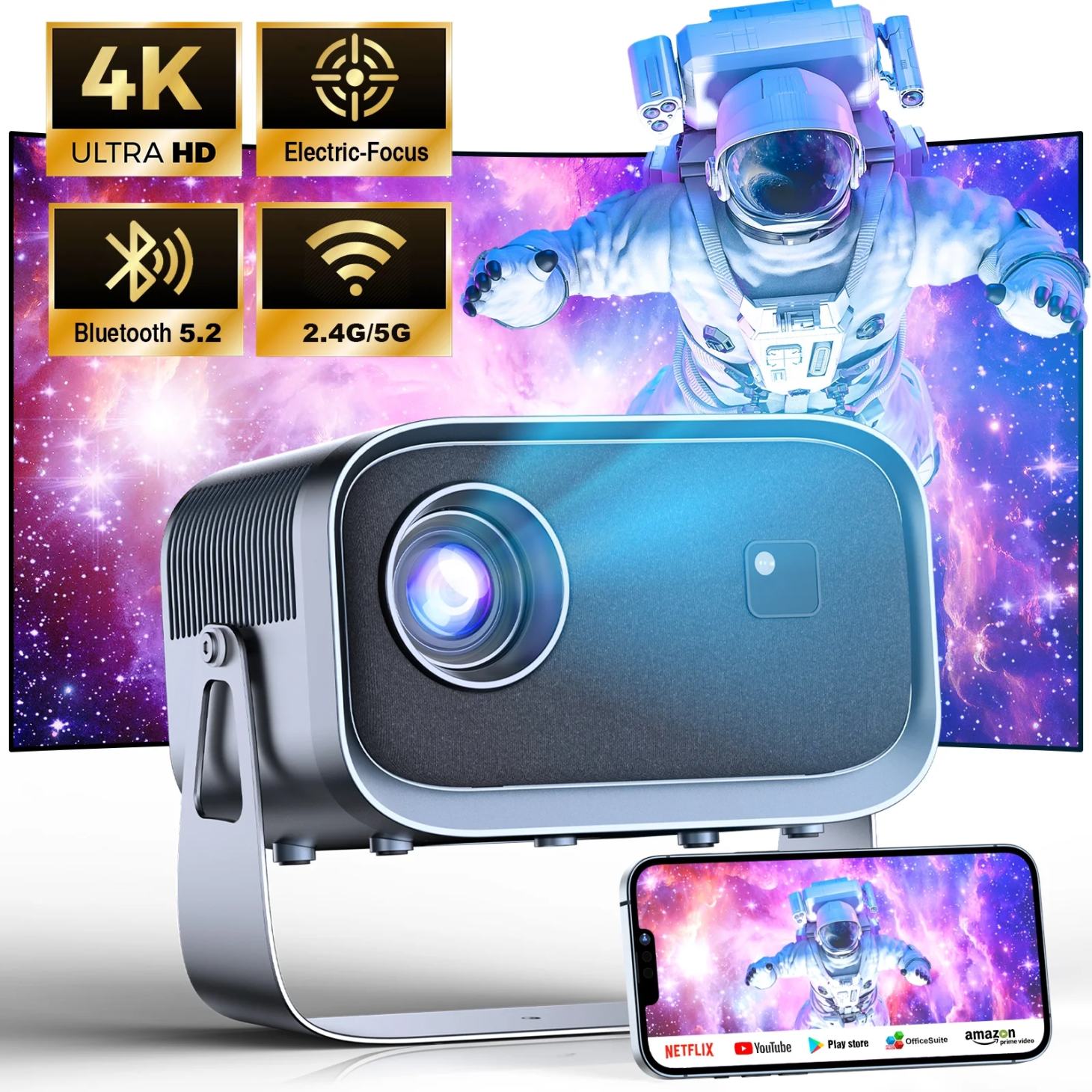 Losei 5G:2.4G WiFi Bluetooth Projector