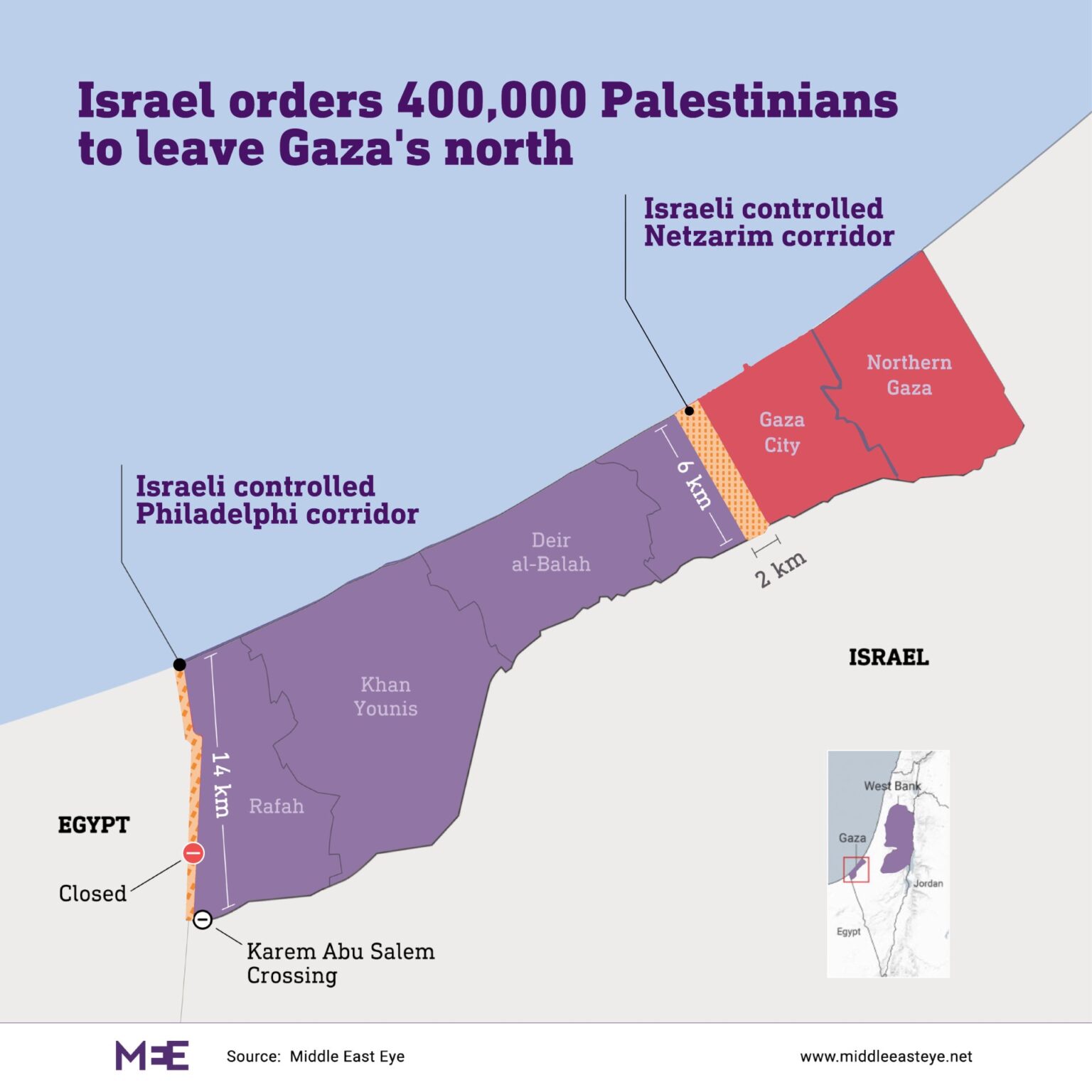 Israel orders Palestinians to leave north to southern Gaza