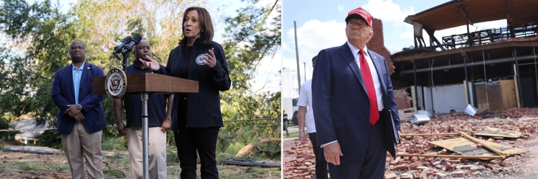 Both presidential candidates visited Georgia after Hurricane Helene: Vice President Harris in Augusta on Oct. 2 and former President Trump in Valdosta on Sept. 30. Trump has tried to weaponize the federal response to the storm.