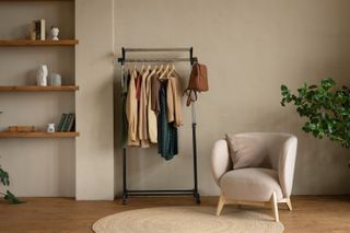 Rail rack with a capsule wardrobe