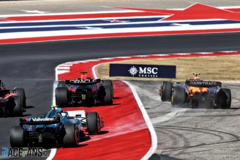 Max Verstappen and Lando Norris at the start, Circuit of the Americas, 2024