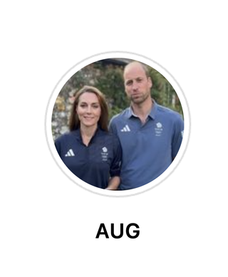 Kate Middleton and Prince William wearing blue polo shirts in a photo from their August Instagram account highlights