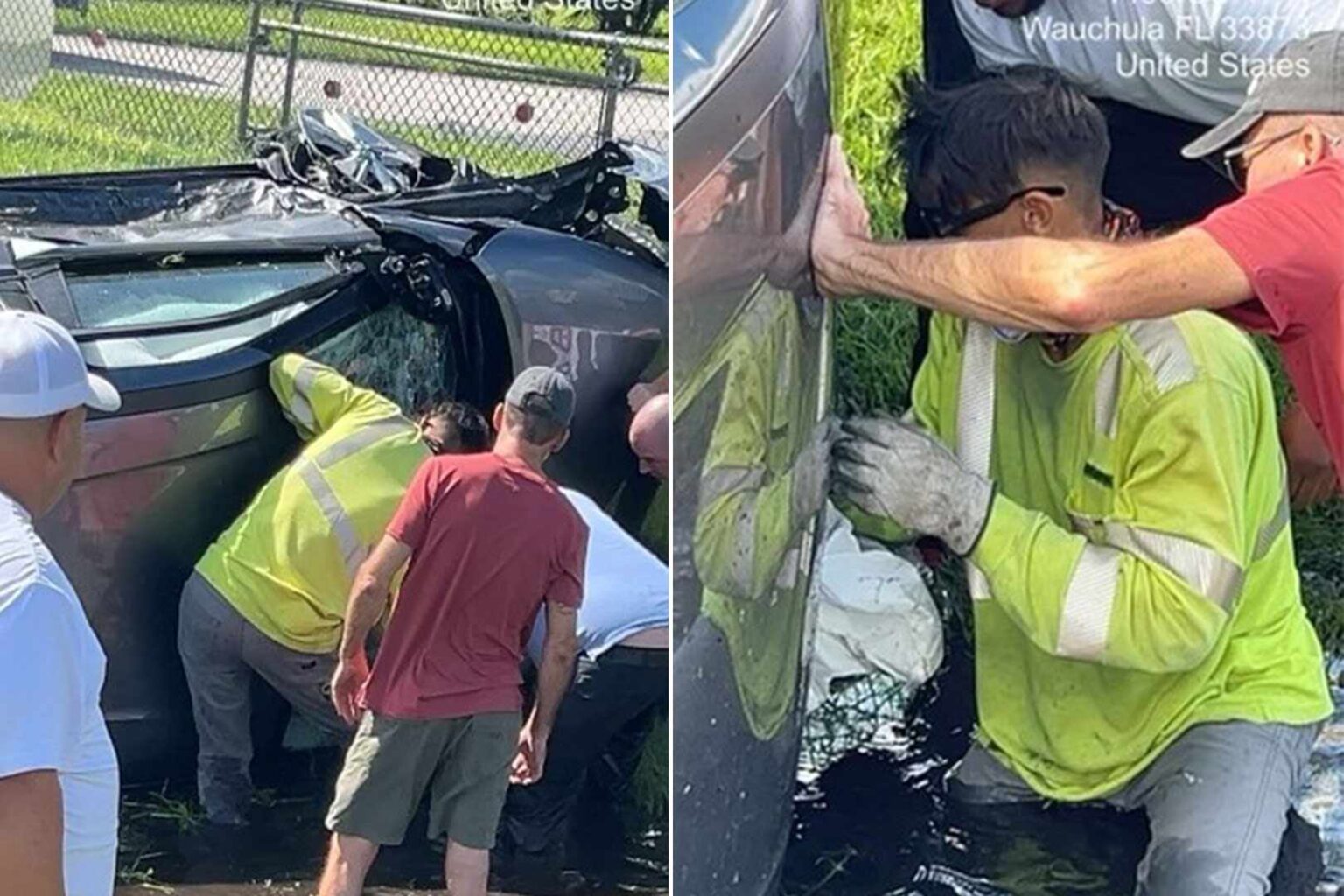 Lineman Working In Florida Helps Rescue People From Overturned Car Following Accident