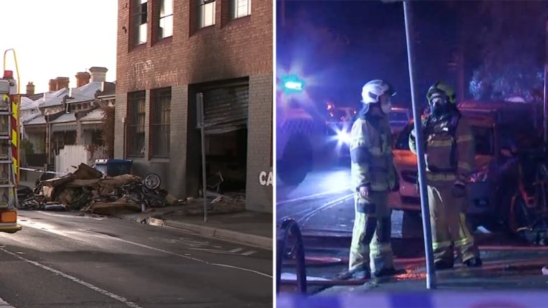 Offender catches alight during ram raid and fire in Melbourne