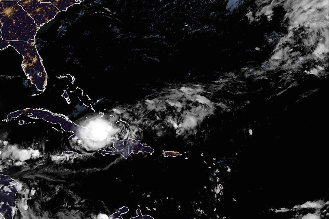 This satellite image from the National Oceanic and Atmospheric Administration taken on the evening of Sunday, Oct. 20, 2024, shows Hurricane Oscar.