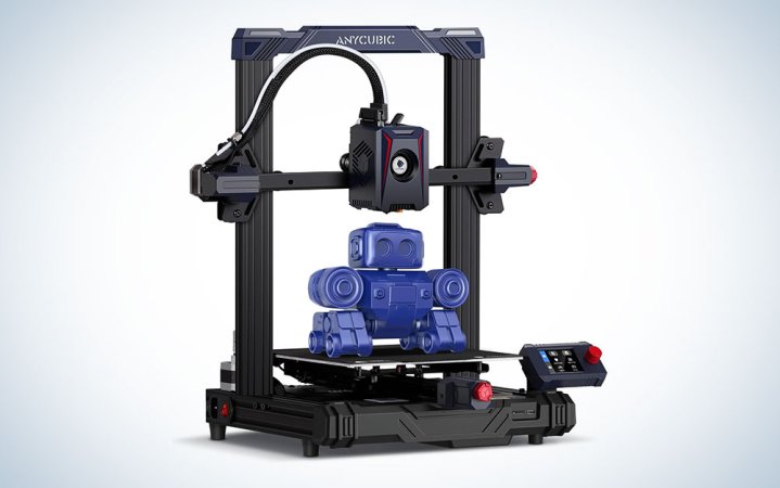 An Anycubic kobra 2 neo 3D printer on a plain background