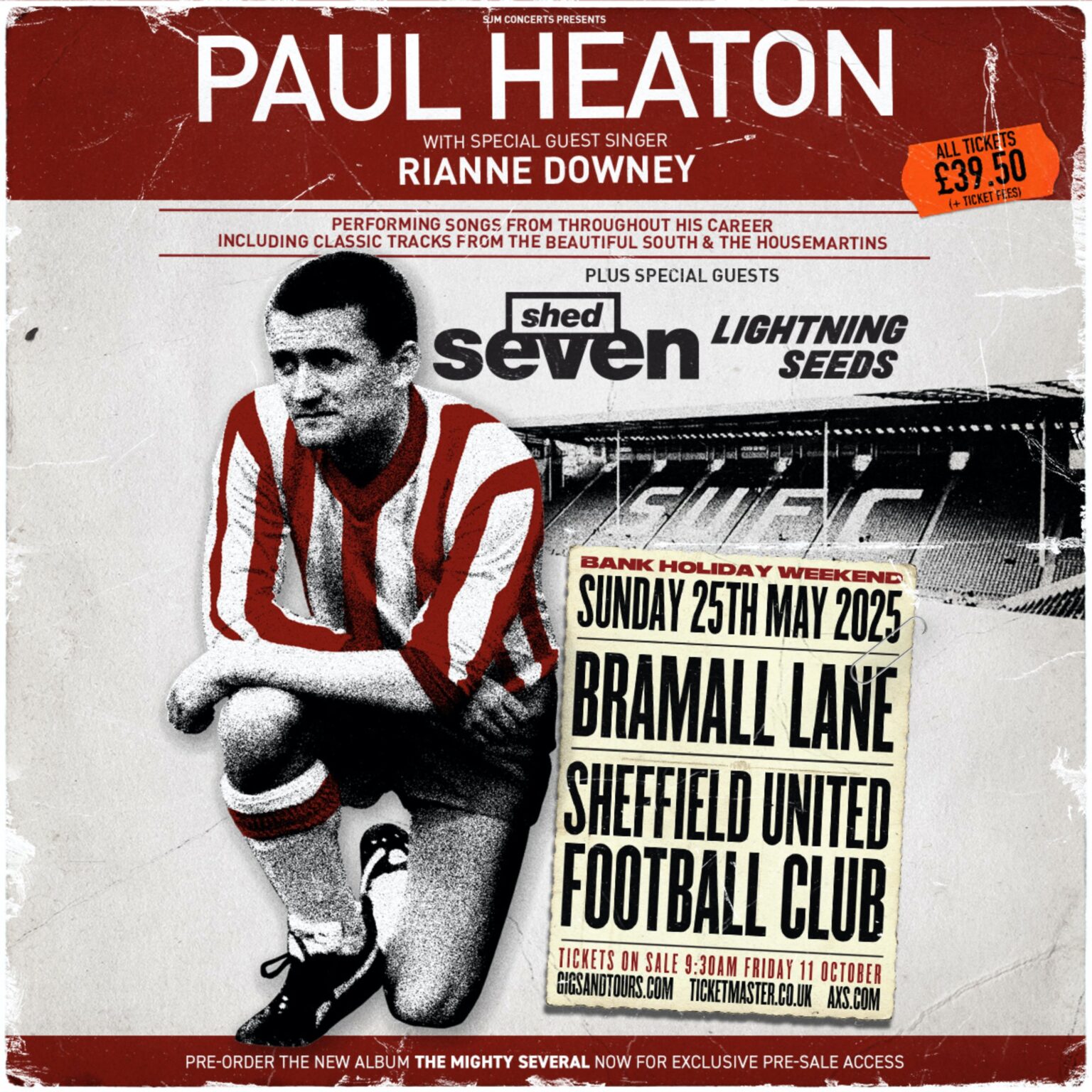 Paul Heaton at Bramall Lane, Sheffield gig poster