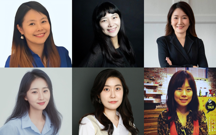 Clockwise from top left, Lee Hyun-jeong, partner success manager at Aptos Lab, Christie Lee, Korea business lead at Aptos Labs, Lee Eun-jin, sales director of institutional business at Fireblocks, Kim Ly-kyung, CEO of HYGRID, Lee Yumi, communications lead at Xangle, and Jane Lee, Korea country lead at Scroll / Courtesy of each individual