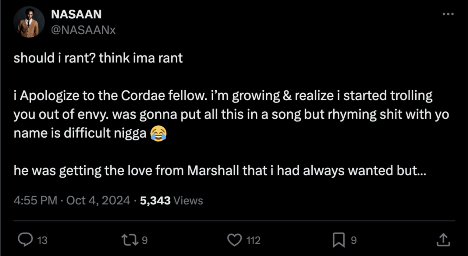 Nasaan tweets about Eminem and Cordae