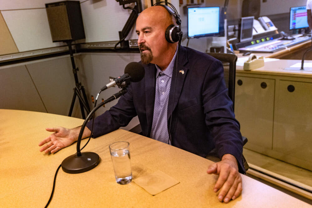 Republican candidate for the U.S Senate for Massachusetts John Deaton in the WBUR studios. (Jesse Costa/WBUR)