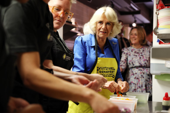 Chef Jez Berwick speaks with Queen Camilla.