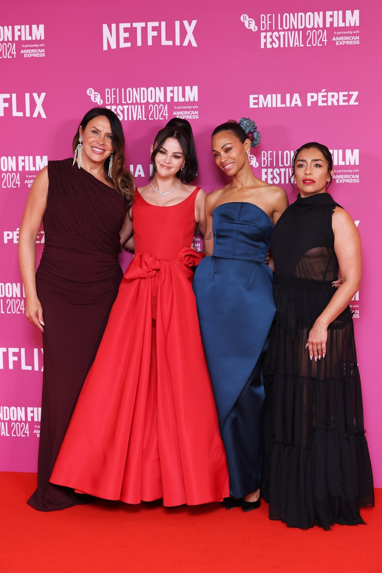 Karla Sofía Gascón, Selena Gomez, Zoe Saldana and Adriana Paz attend the Headline Gala screening of ...