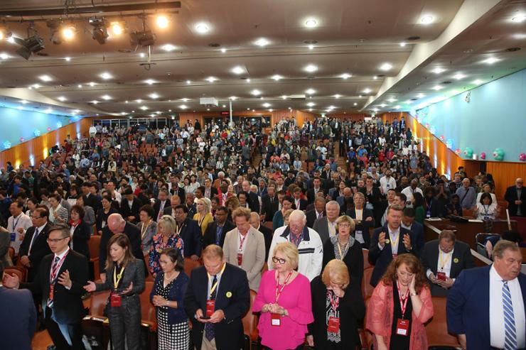 Pastors from 50 countries pray for revival in their churches during the 27th CGI Conference at Yoido Full Gospel Church in Seoul in this May 2018 file photo. Courtesy of Yoido Full Gospel Church