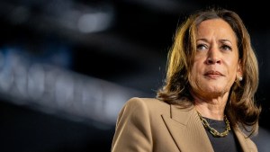 Democratic presidential nominee, Vice President Kamala Harris pauses while speaking during a campaign rally at the Rawhide Event Center on October 10, 2024 in Chandler, Arizona