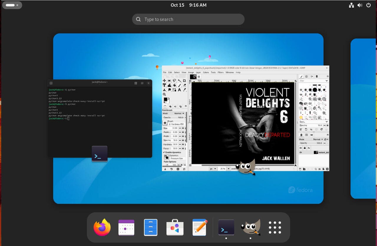 The default GNOME desktop overview.