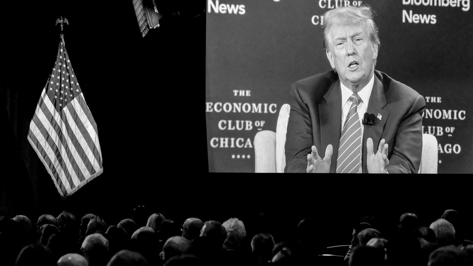 Donald Trump speaking at an economics event