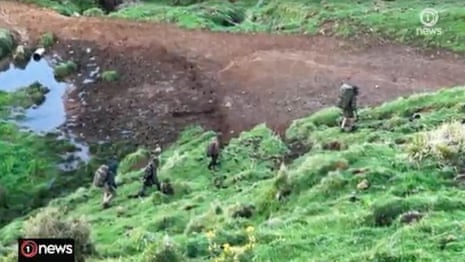 Footage appears to show Tom Phillips and his three children walking in rugged terrain – video