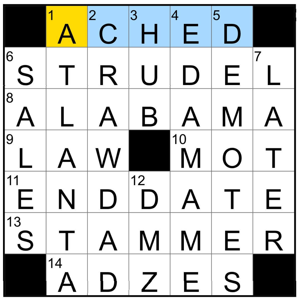 completed NYT Mini Crossword puzzle for Oct. 12, 2024