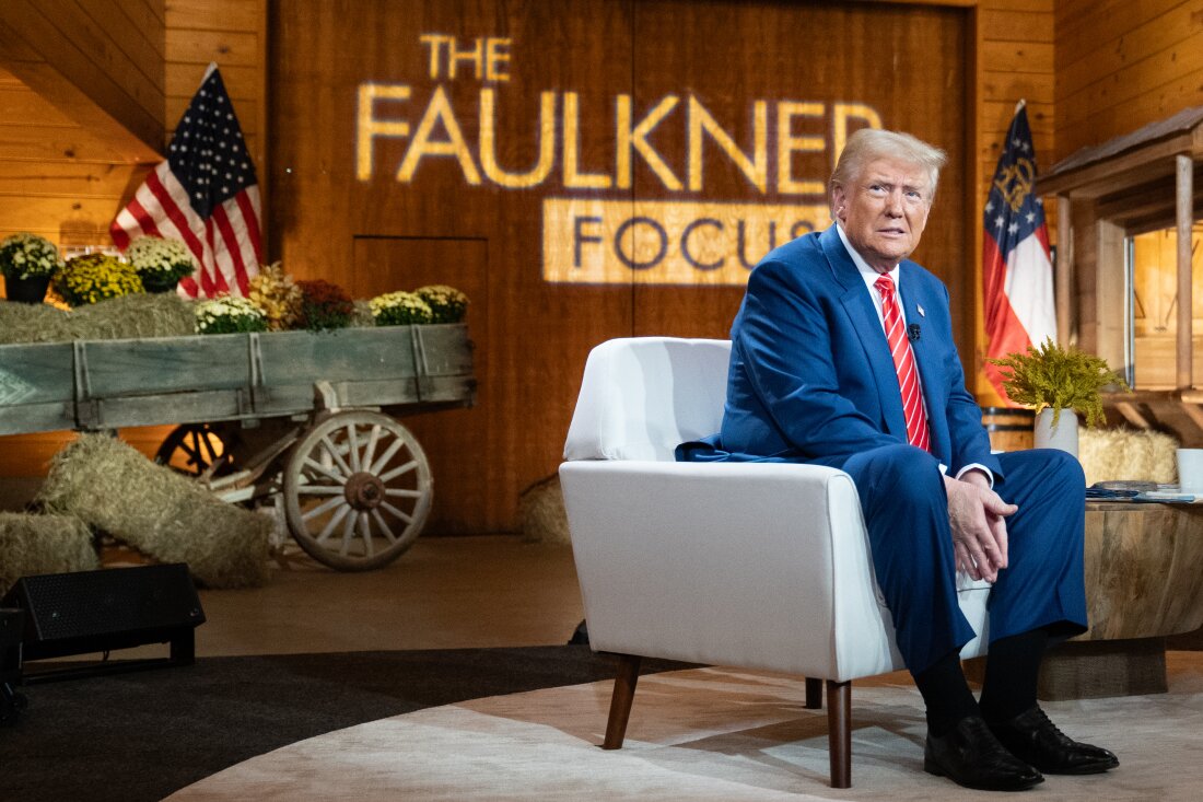 Republican presidential nominee, former President Donald Trump attends a town hall event hosted by Fox News on Tuesday in Cumming, Ga., focused on women's issues.