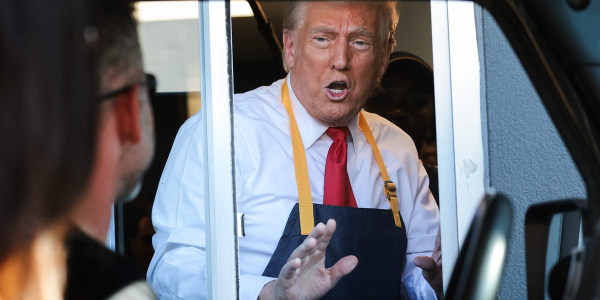 Trump takes orders and cooks fries at McDonald's, as he attempts to cast doubt on Harris' earlier employment at the chain