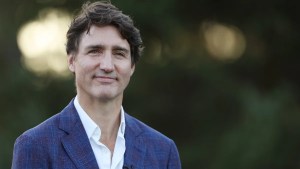 Canadian Prime Minister Justin Trudeau looks on following Sunday Singles on day four of the 2024 Presidents Cup at The Royal Montreal Golf Club on September 29, 2024 in Montreal, Quebec, Canada