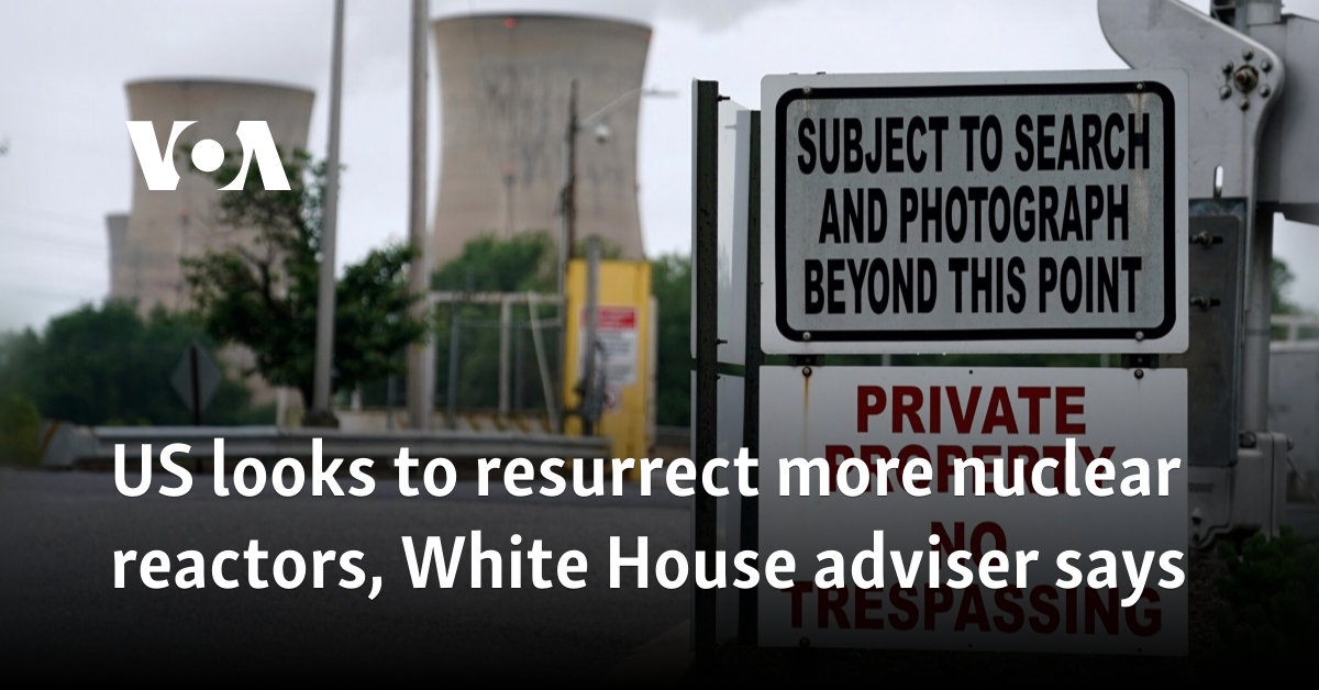 US looks to resurrect more nuclear reactors, White House adviser says