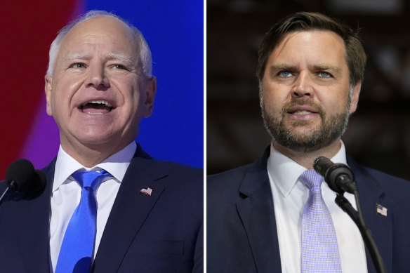 Democratic vice presidential candidate Tim Walz, and Republican vice presidential nominee J.D. Vance.