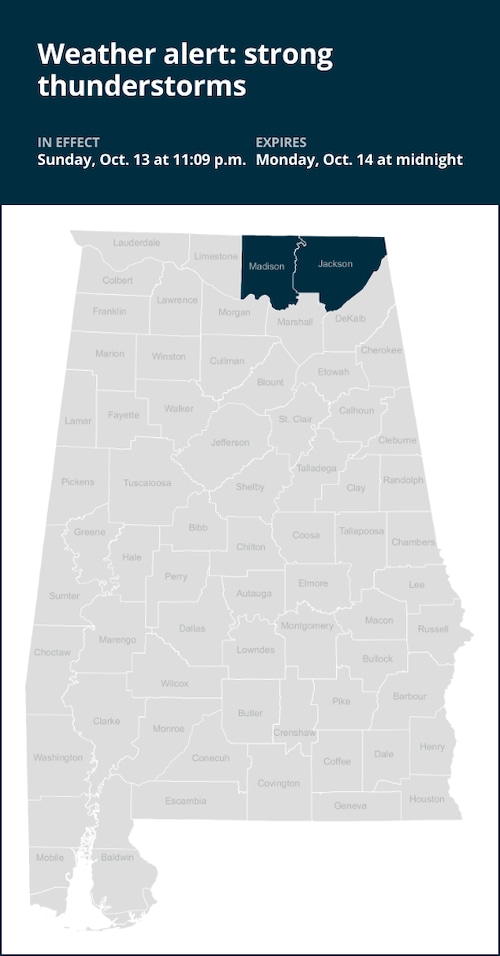 Update: Brace for penny-sized hail with thunderstorms to hit Madison and Jackson counties Sunday