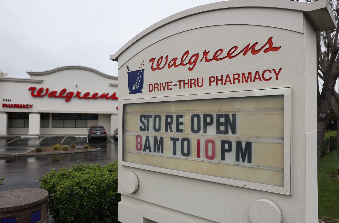 Walgreens will close 1,200 stores, the company announced Tuesday. Here, a sign is posted in front of a Walgreens store on March 09, 2023 in El Cerrito, California.