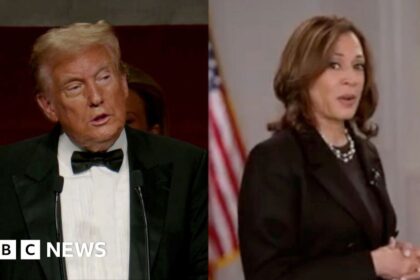 Watch: Trump and Harris trade charity dinner barbs