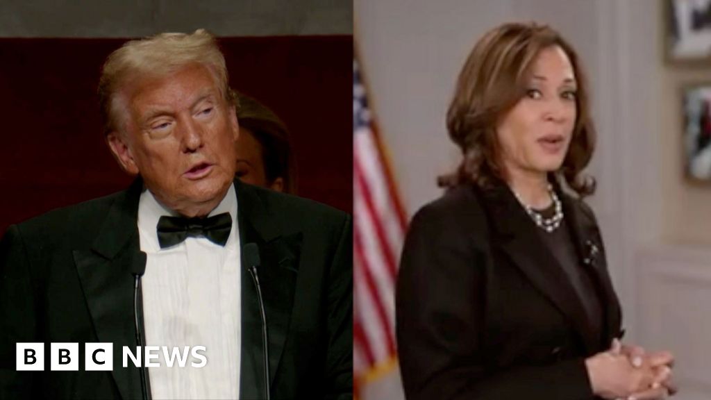 Watch: Trump and Harris trade charity dinner barbs