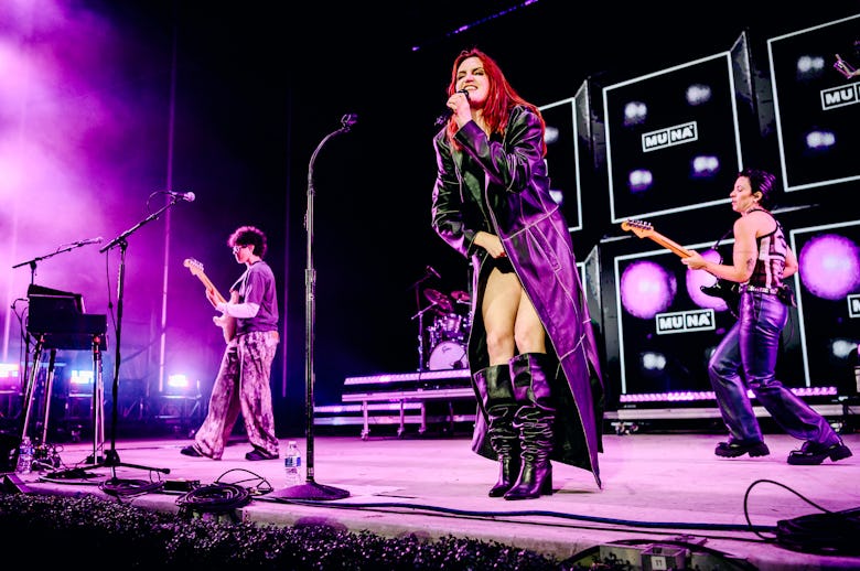 Naomi McPherson, Katie Gavin, and Josette Maskin of Muna perform at the All Things Go Music Festival...